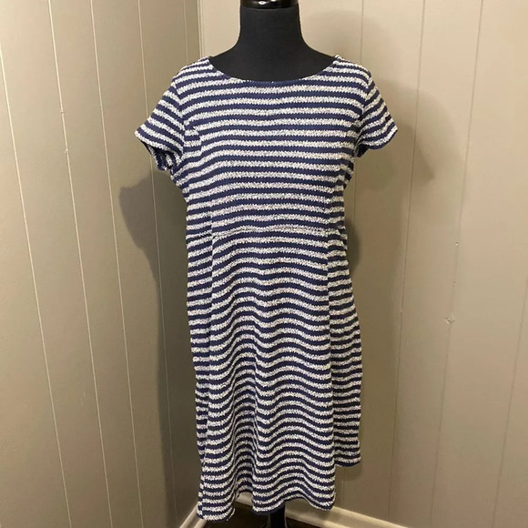 Old Navy Small Maternity Dress White/Blue Stripes Knit Cotton/polyester - Picture 1 of 7